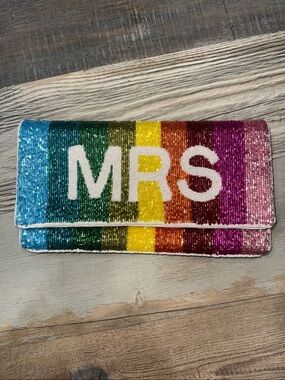 Beaded Rainbow 'MRS' Clutch Wristlet - Multicolor